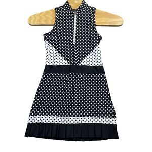 Tzu Tzu Small Jordan Dress Black‎ Dotty Attached Shorts NEW w/Tags Pleated Hem